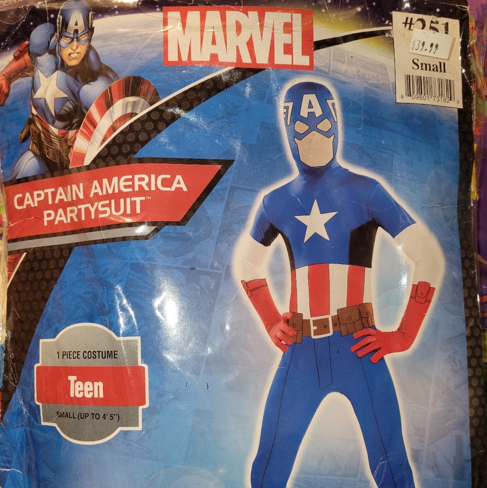 Captain America Partysuit 1 Piece Costume New